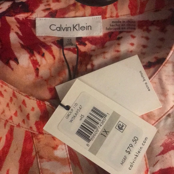 Calvin Klein coral and red snake skin print blouse - Picture 6 of 7